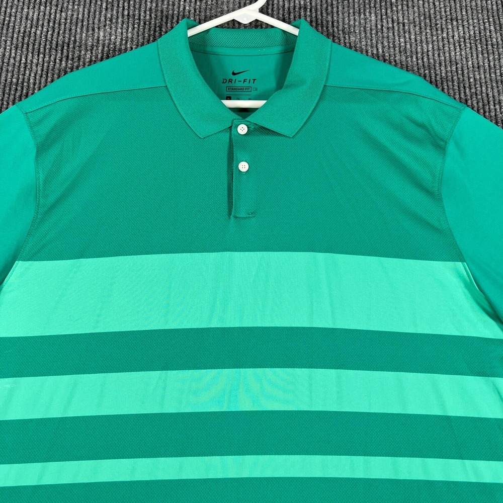 Nike Polo Shirt Mens XL Extra Large Green Short Sleeve Golf Standard Dri Fit